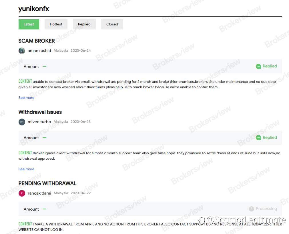 Unlicensed Broker YunikonFX: Users Unable to Withdraw Funds