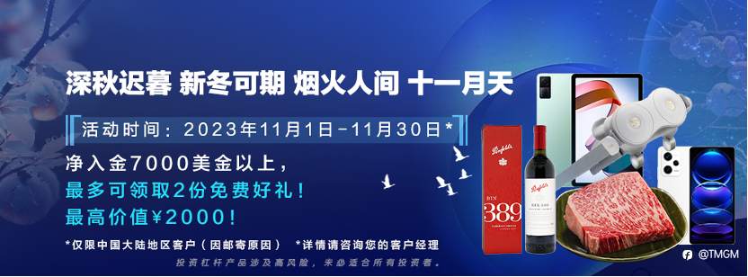 战事升级!交易升温!TMGM 11月入金送礼继续!