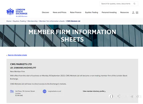 CWG Markets Enhances Market Presence with London Stock Exchange Membership