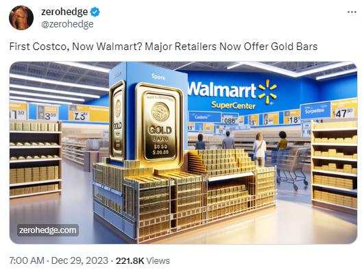 美国掀起“淘金热”!沃尔玛罕见出售金银,Costco1盎司金条单季销售额破亿