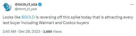美国掀起“淘金热”!沃尔玛罕见出售金银,Costco1盎司金条单季销售额破亿