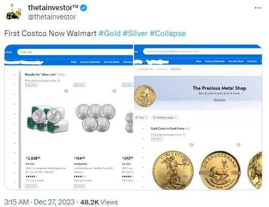 美国掀起“淘金热”！沃尔玛罕见出售金银，Costco1盎司金条单季销售额破亿