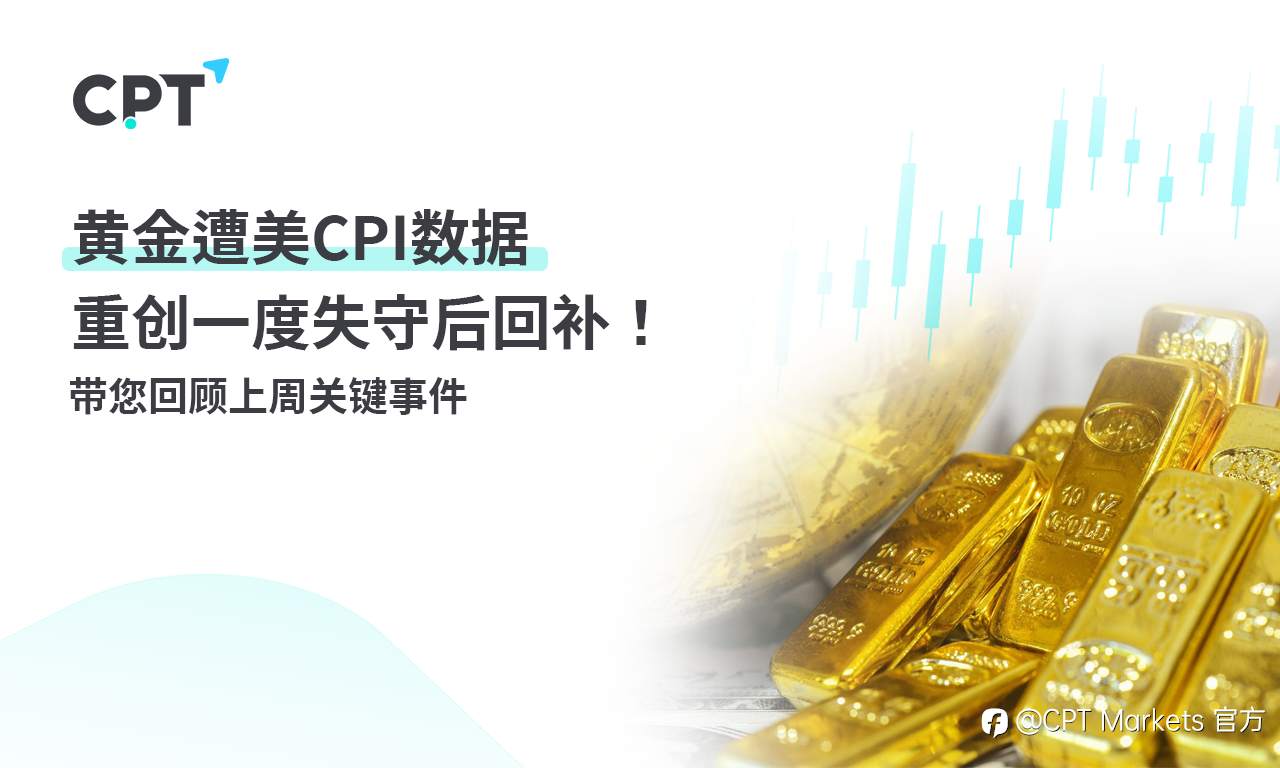 CPT Markets：黄金遭美CPI数据重创一度失守后回补！ 带您回顾上周关键事件
