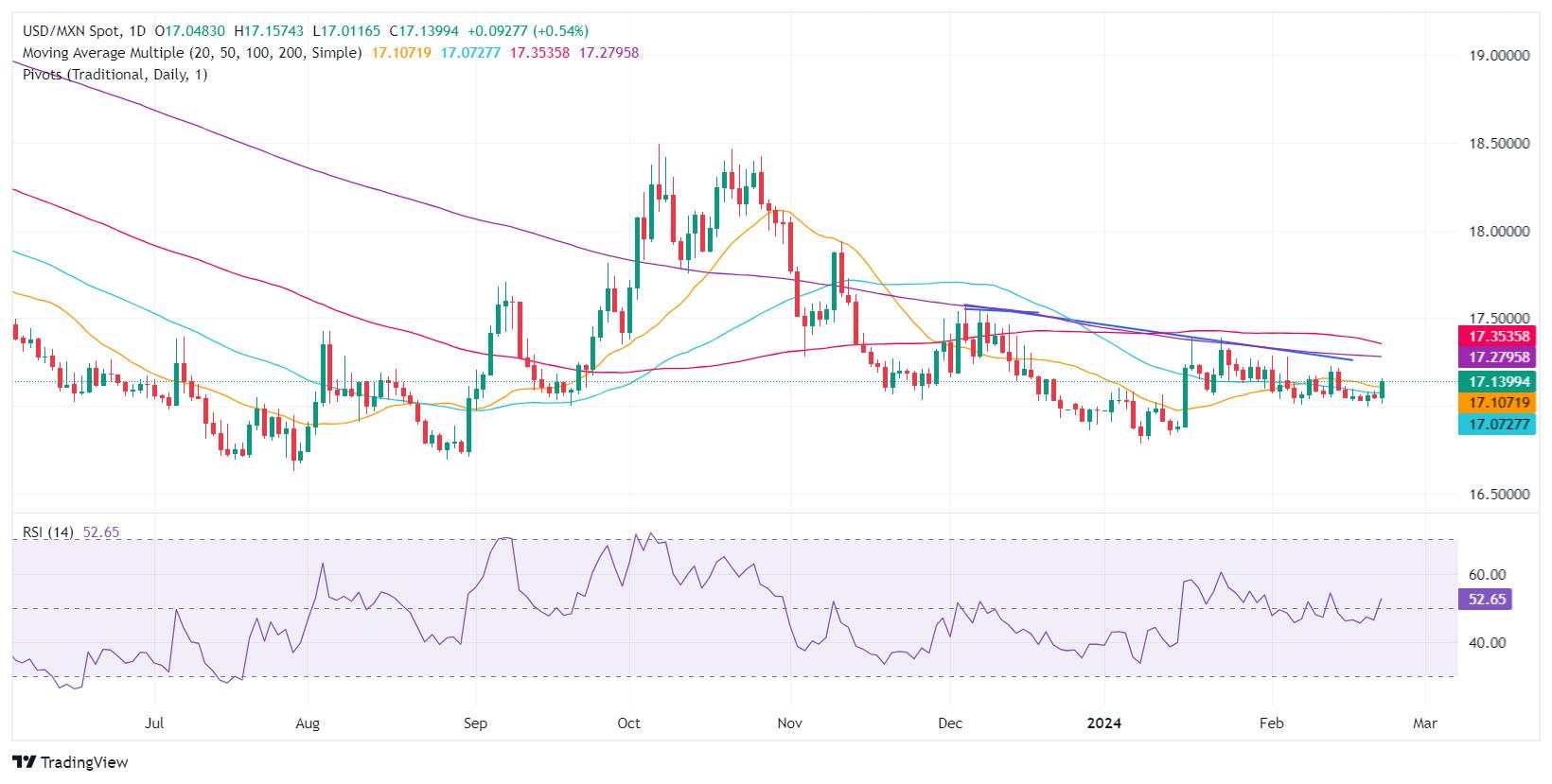 Mexican Peso declines against US Dollar amid mixed economic reports, strong US data