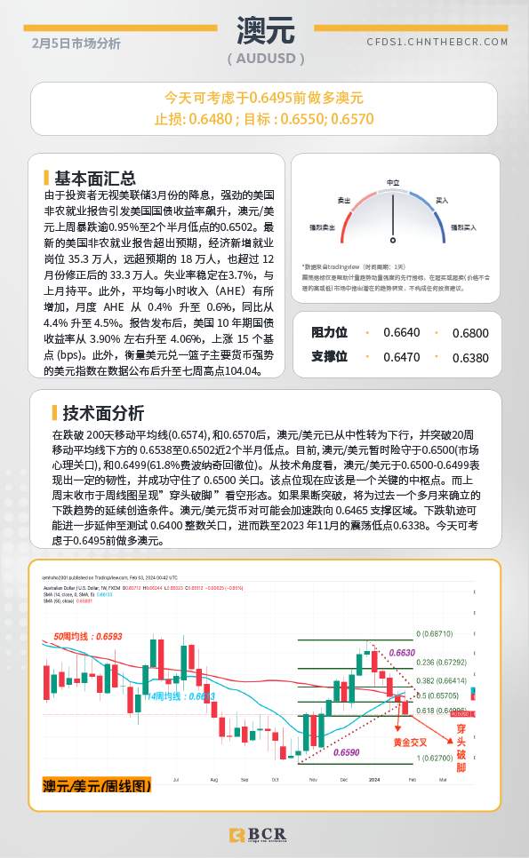 BCR每日早评及分析-2024年2月5日