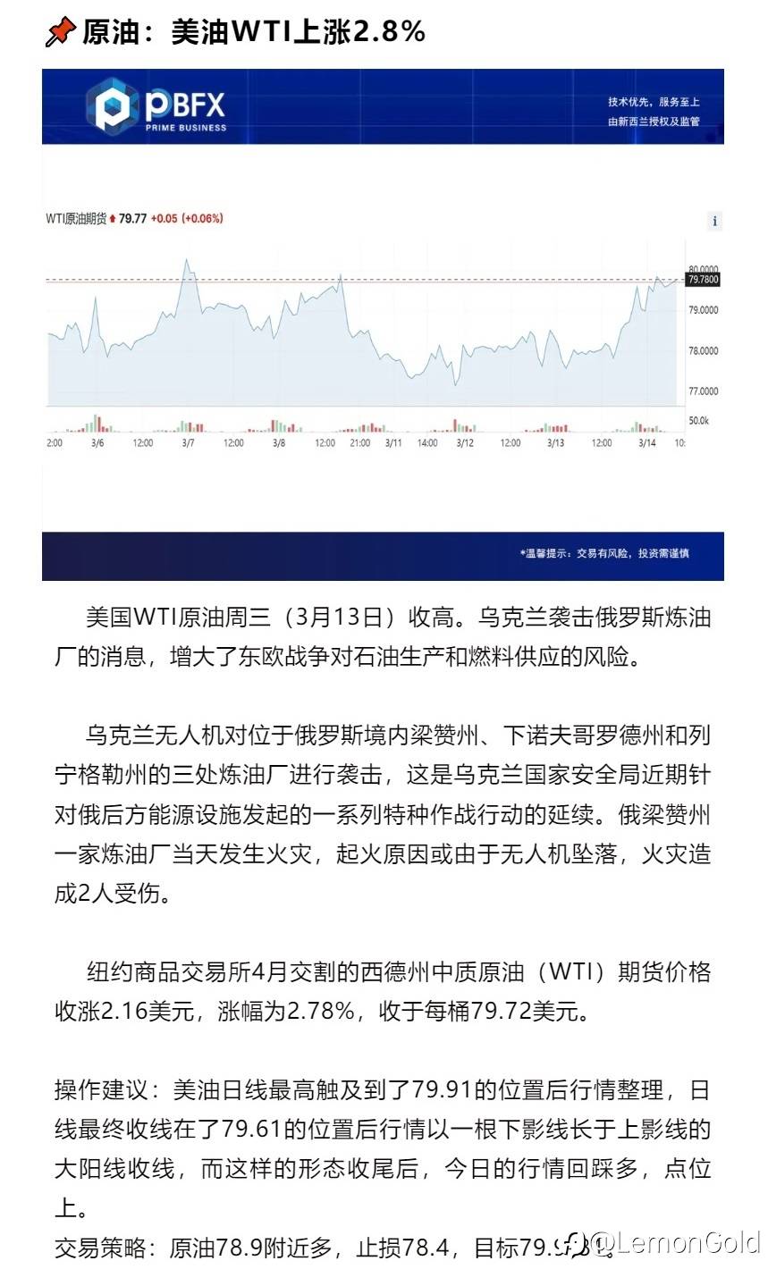 今日原油交易策略：78.9附近多，止损78.4，目标79.9-81