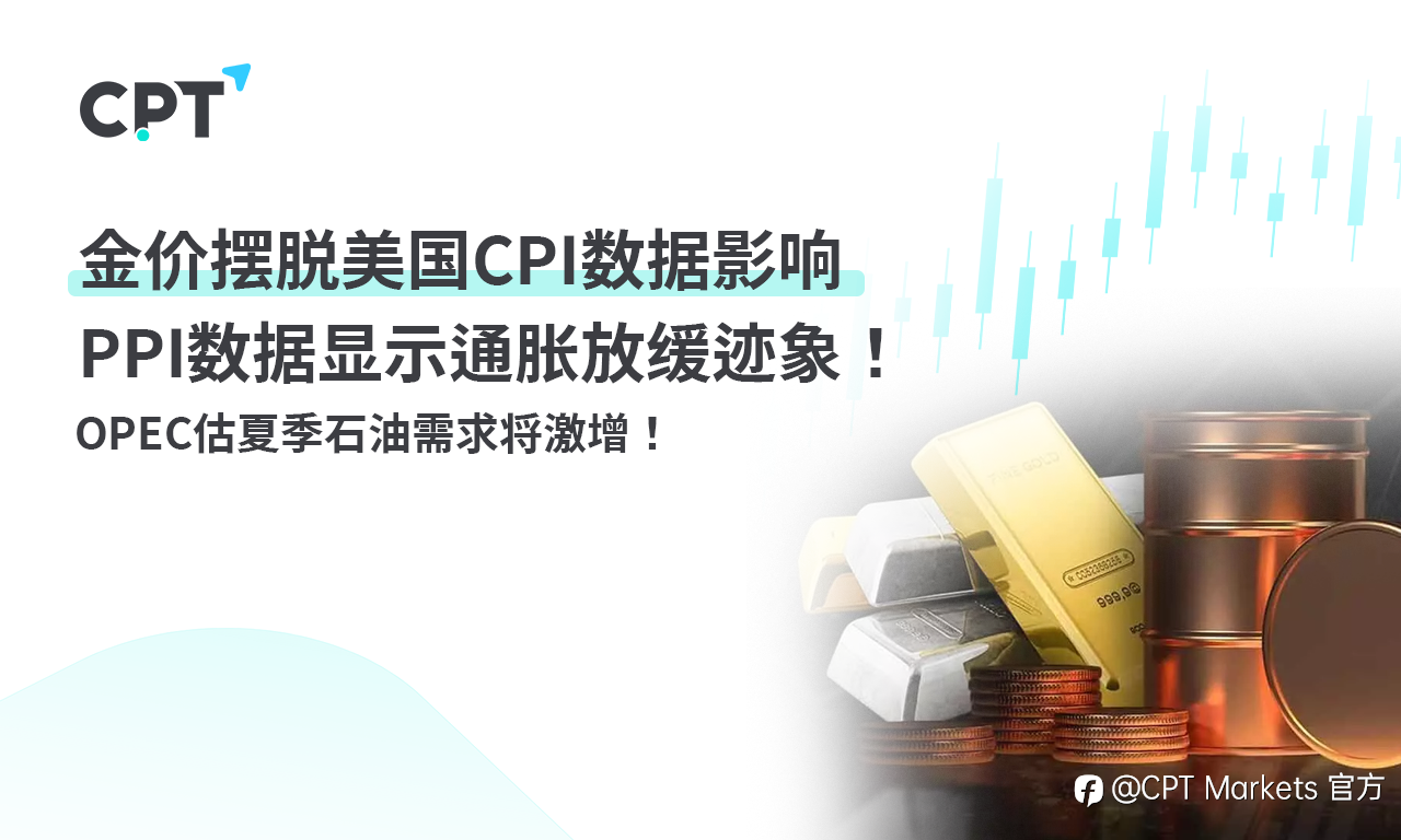 CPT Markets:金价摆脱美国CPI数据影响,PPI数据显示通胀放缓迹象! OPEC估夏季石油需求将激增!