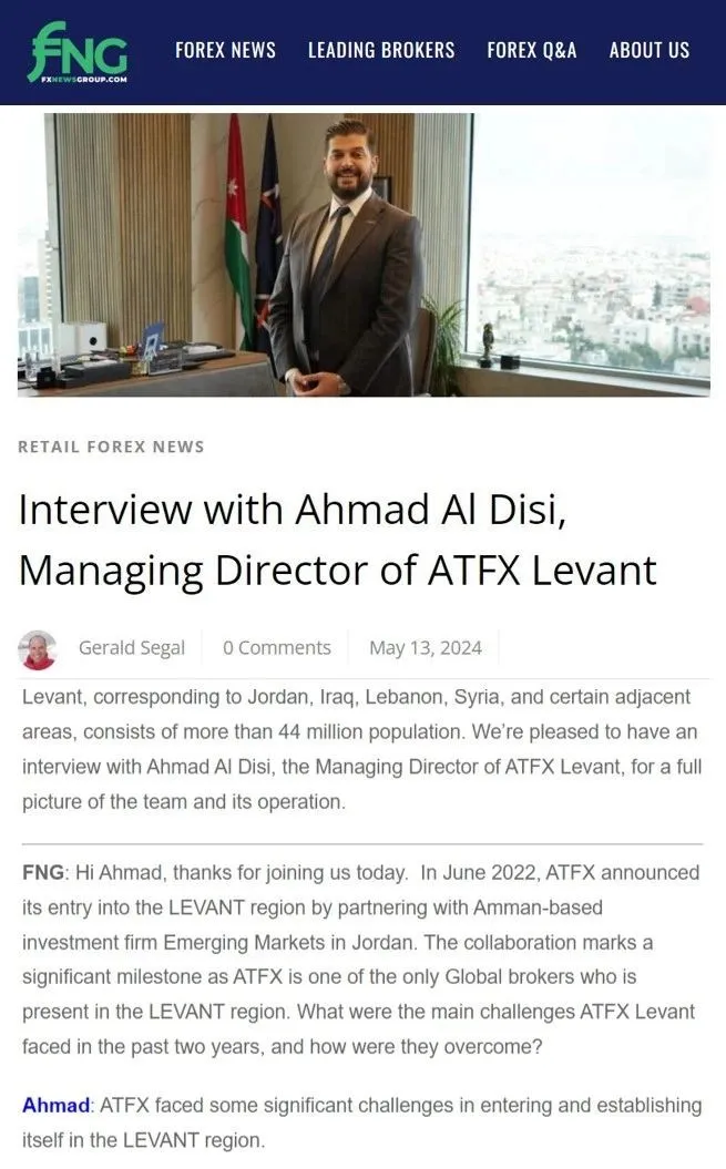 ATFX约旦董事总经理Ahmad Al Disi接受FNG专访