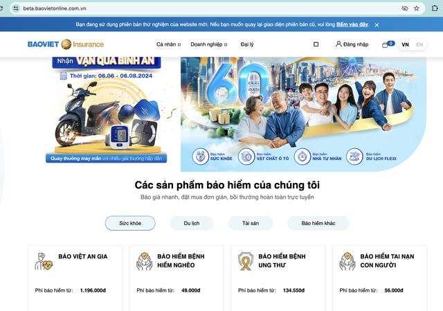 Doanh nghiệp bảo hiểm Việt 60 năm tuổi update giao diện website, người dùng ước tính được chi phí bảo hiểm, thanh toán ngay trên nền tảng