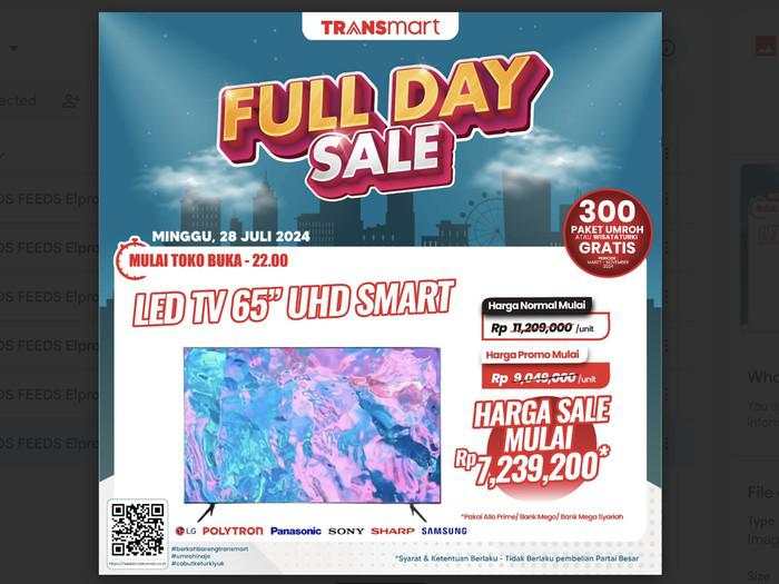 Beli TV LED 50-65 Inch di Transmart Kasih Diskon Gede Bisa Hemat Rp 3,9 Jutaan