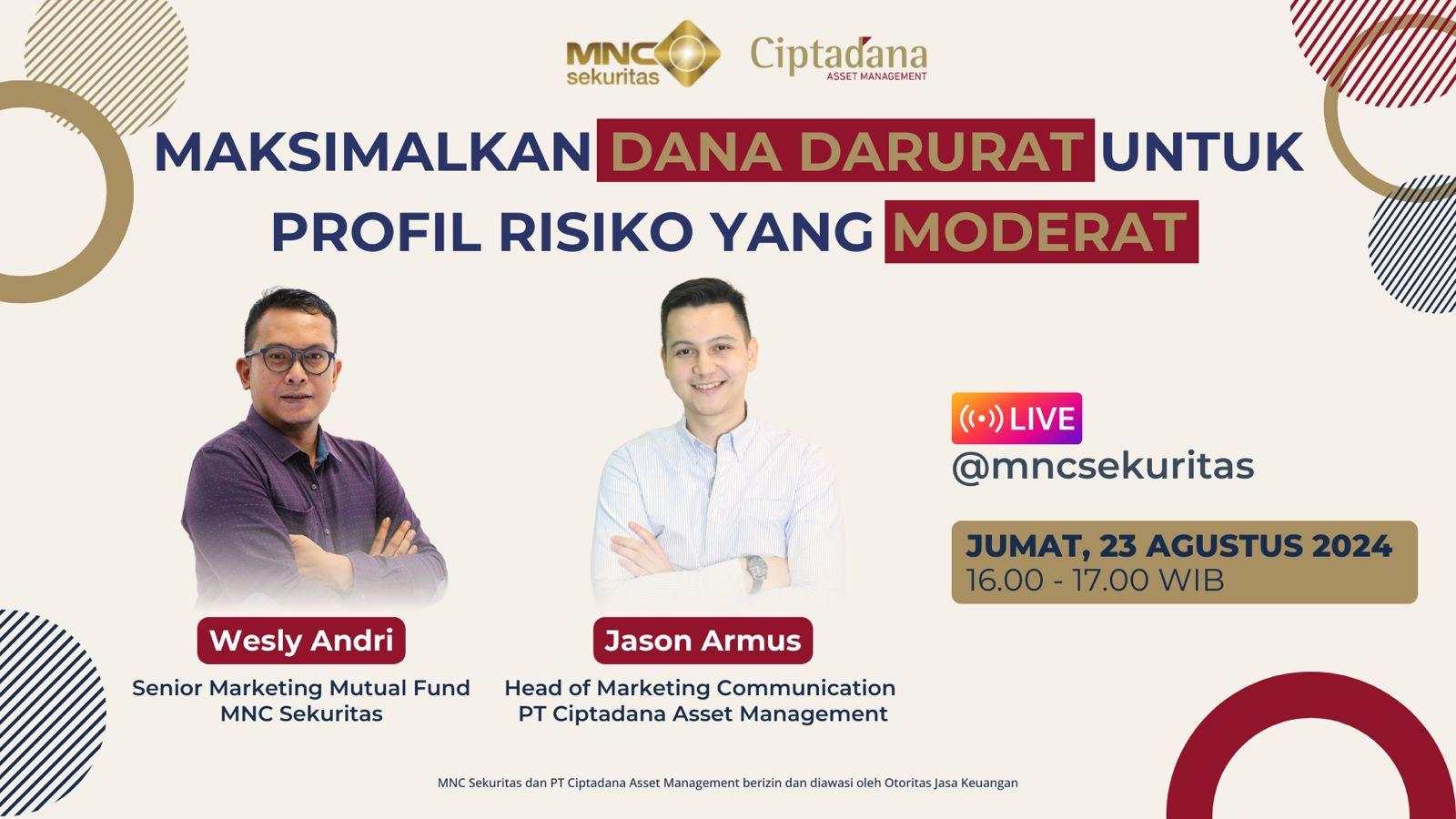 Jangan Lewatkan Tips Maksimalkan Dana Darurat untuk Investasi di IG Live MNC Sekuritas