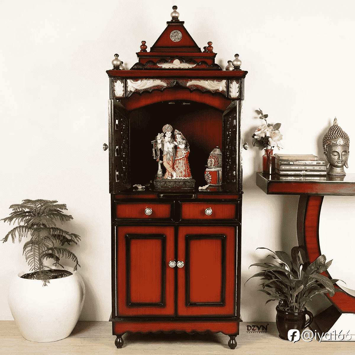 Suramya Floor Rested Pooja Mandir with Door