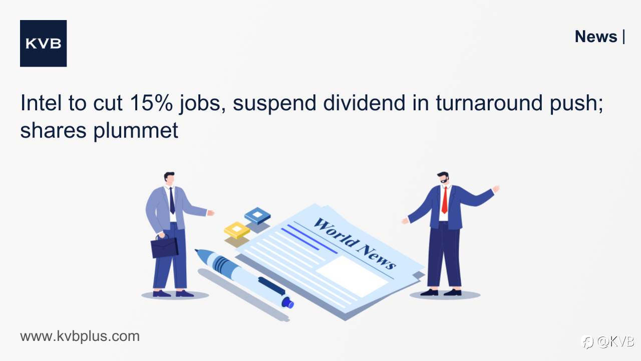 🚨Intel to cut 15% jobs, suspend dividend in turnaround push; shares plummet 🧑🏻💼👨🏻💼