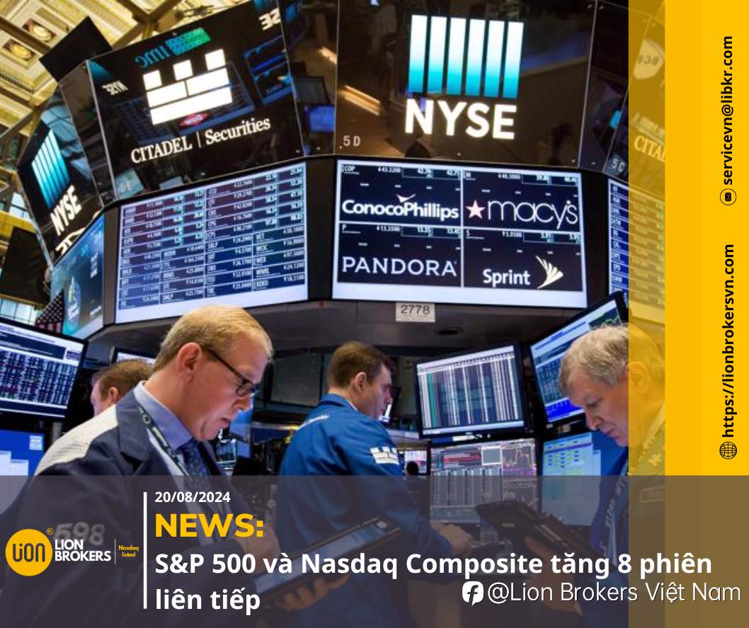 NEWS: S&P 500 VÀ NASDAQ COMPOSITE TĂNG 8 PHIÊN LIÊN TIẾP