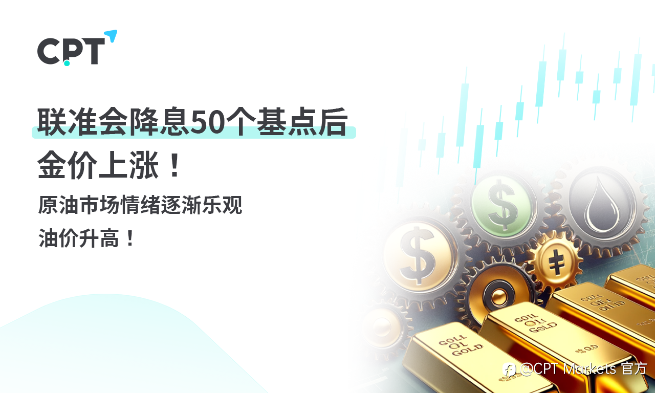 CPT Markets 黄金与原油评析:联准会降息 50 个基点后,金价上涨!原油市场情绪逐渐乐观,油价升高!