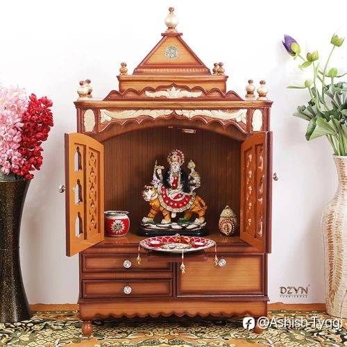 Elevate Your Sacred Space with the Large Teakwood Pooja Mandir