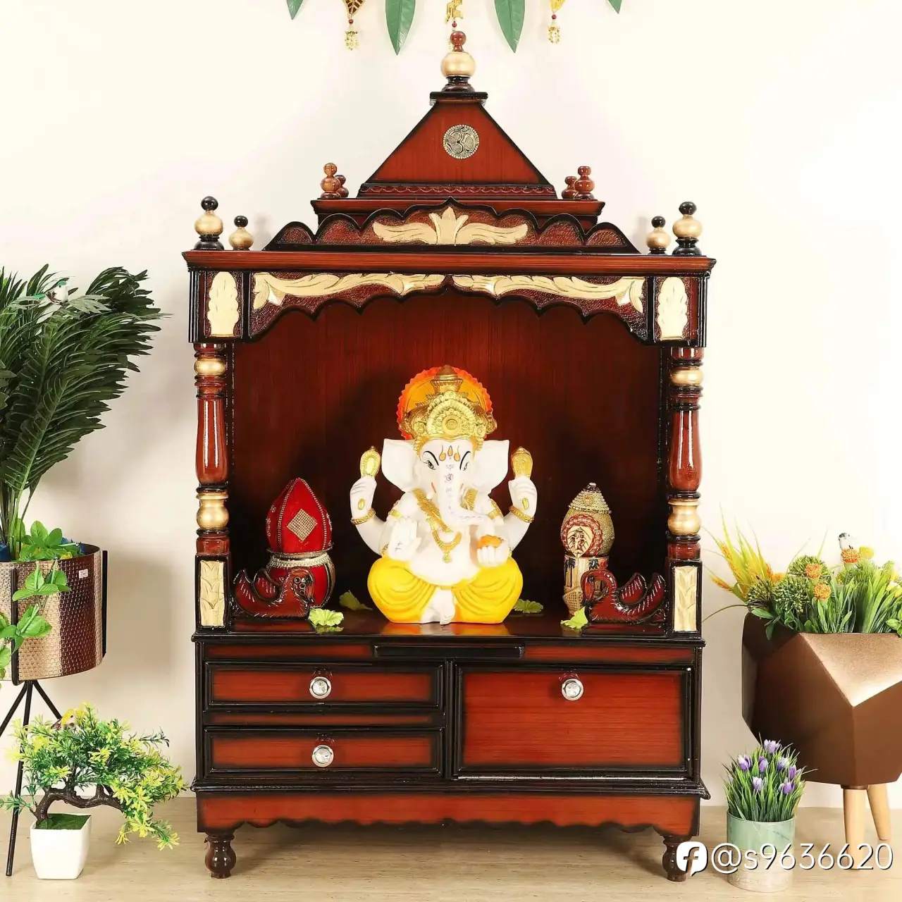 Sacred Space Large Floor Rested Pooja Mandir Without Door