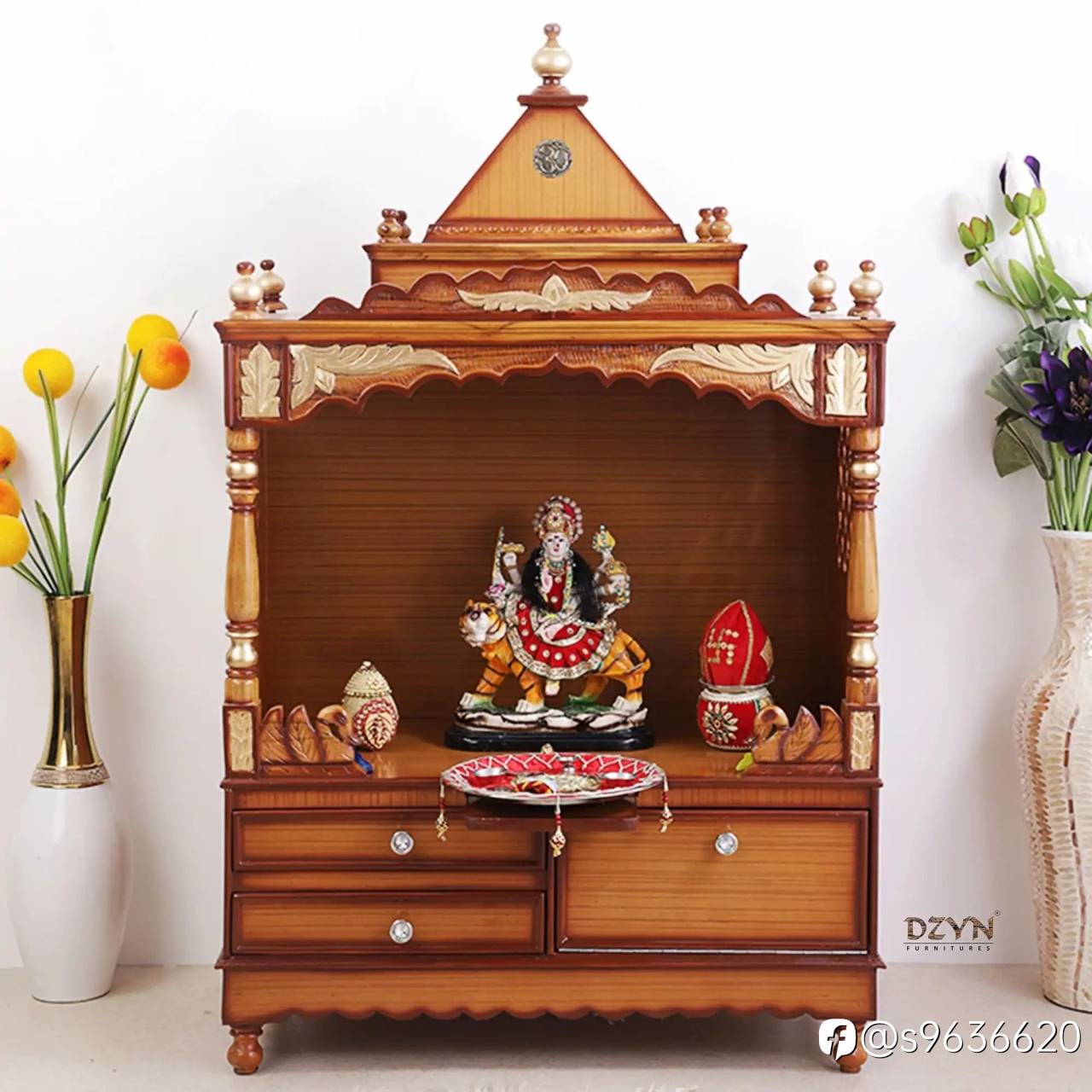 Sacred Home Large Floor Rested Pooja Mandir without Door