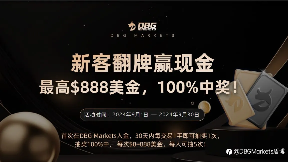 9月新客活动：DBG Markets翻卡牌抽$888现金红包