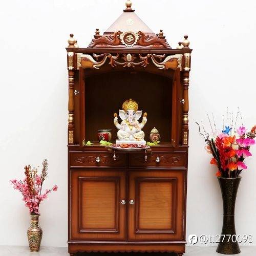 Create a Serene Corner with the Divine Home Teak Pooja Mandir