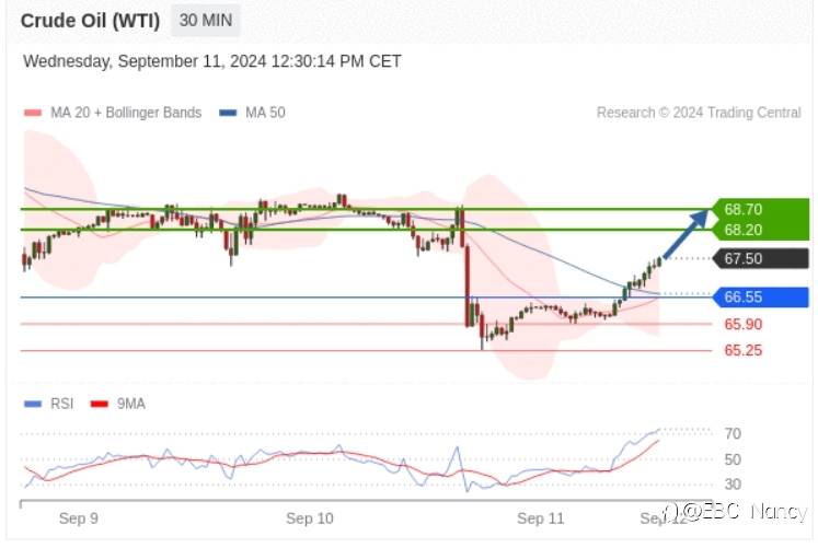 Trading Central 每日分析:欧美黄金原油