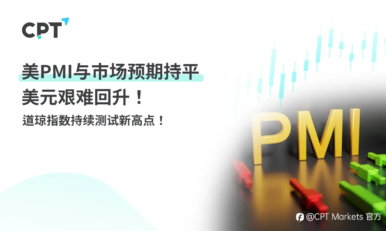CPT Markets 外汇评析：美PMI与市场预期持平，美元艰难回升！道琼指数持续测试新高点！