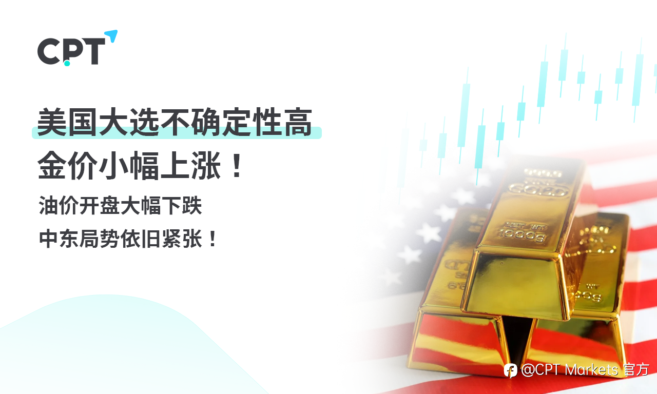 CPT Markets 黄金与原油评析:美国大选不确定性高,金价小幅上涨!油价开盘大幅下跌,中东局势依旧紧张!