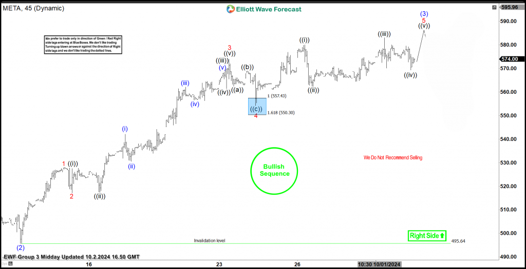 Elliott Wave Analysis: META hits new high from blue box