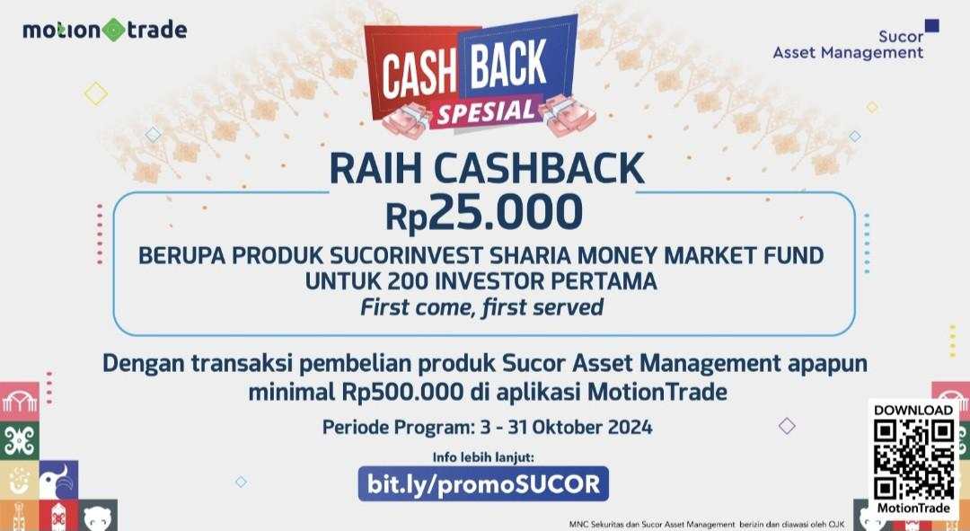 Promo Spesial Cashback Rp25.000 dari Sucor Asset Management di MotionTrade