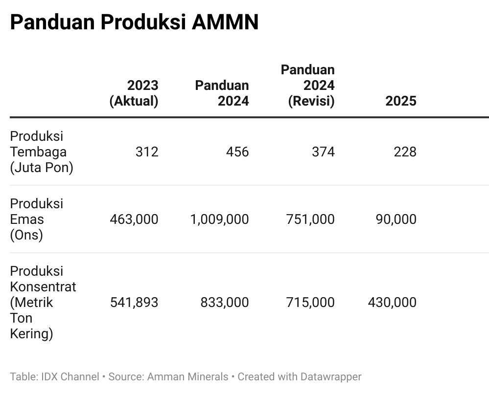 Amman Mineral (AMMN) Pangkas Target Produksi di 2024