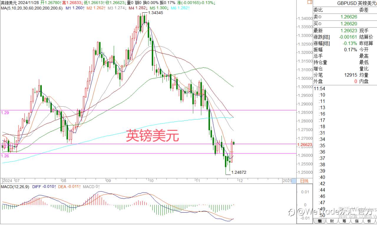 2024年11月28日|每日汇评-策略分析|王萍:欧美英镑短期确认止跌