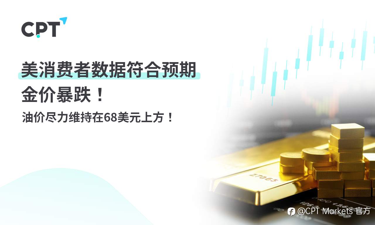 CPT Markets 黄金与原油评析：美消费者数据符合预期，金价暴跌！油价尽力维持在68美元上方！