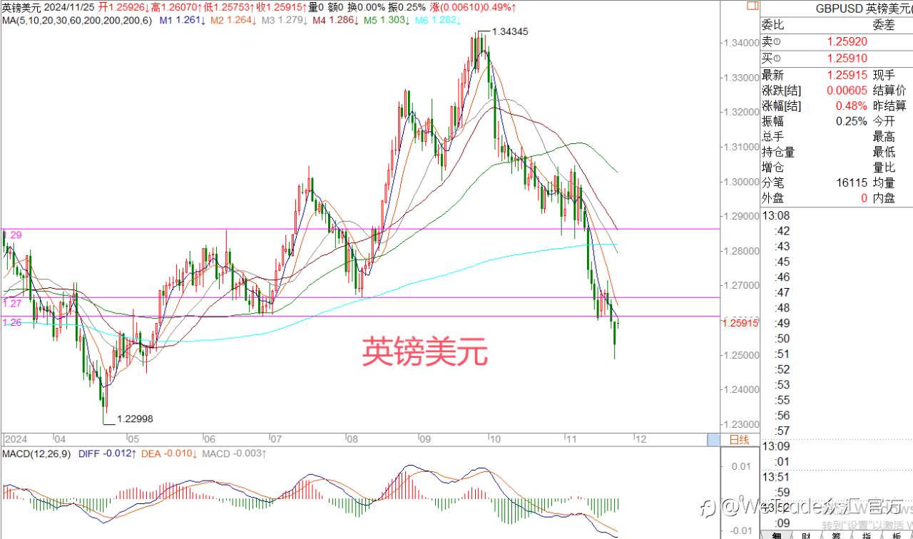 2024年11月25日|每日汇评-策略分析|王萍:英镑欧美关注短期级别止跌机会