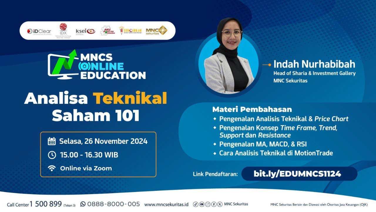 MNC Sekuritas Gelar Webinar Gratis “Analisa Teknikal Saham 101” untuk Investor Pemula Hari Ini