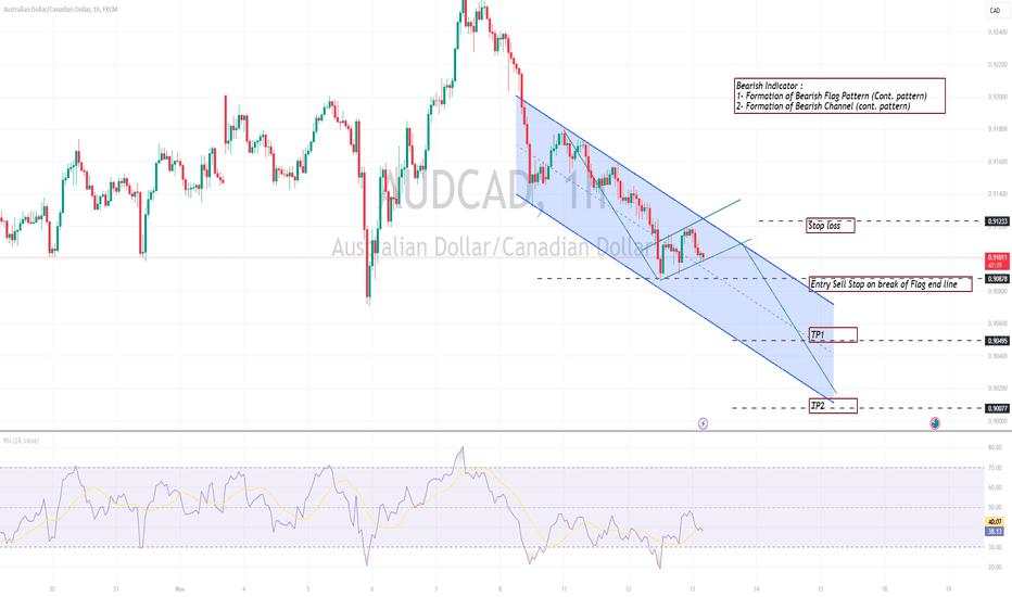 AUDCAD- Bearish Entry  with Bearish Flag  Bullish Channel