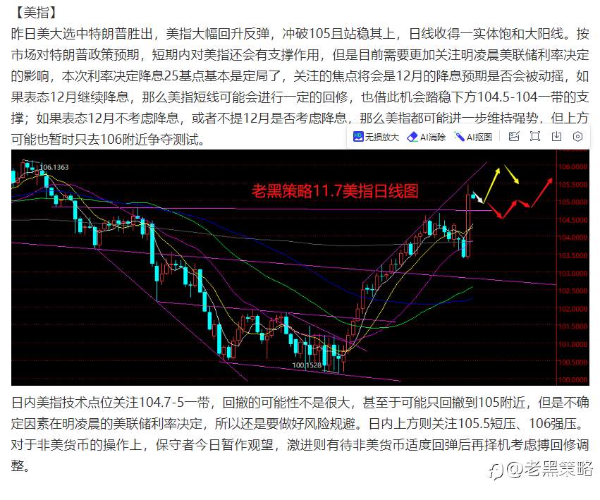 老黑策略：11.7外汇、黄金、原油分析策略