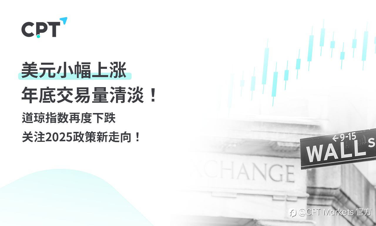 CPT Markets 外汇评析:美元小幅上涨,年底交易量清淡!道琼指数再度下跌,关注2025政策新走向!