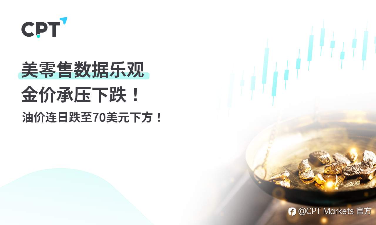 CPT Markets 黄金与原油评析：美零售数据乐观，金价承压下跌！油价连日跌至70美元下方！
