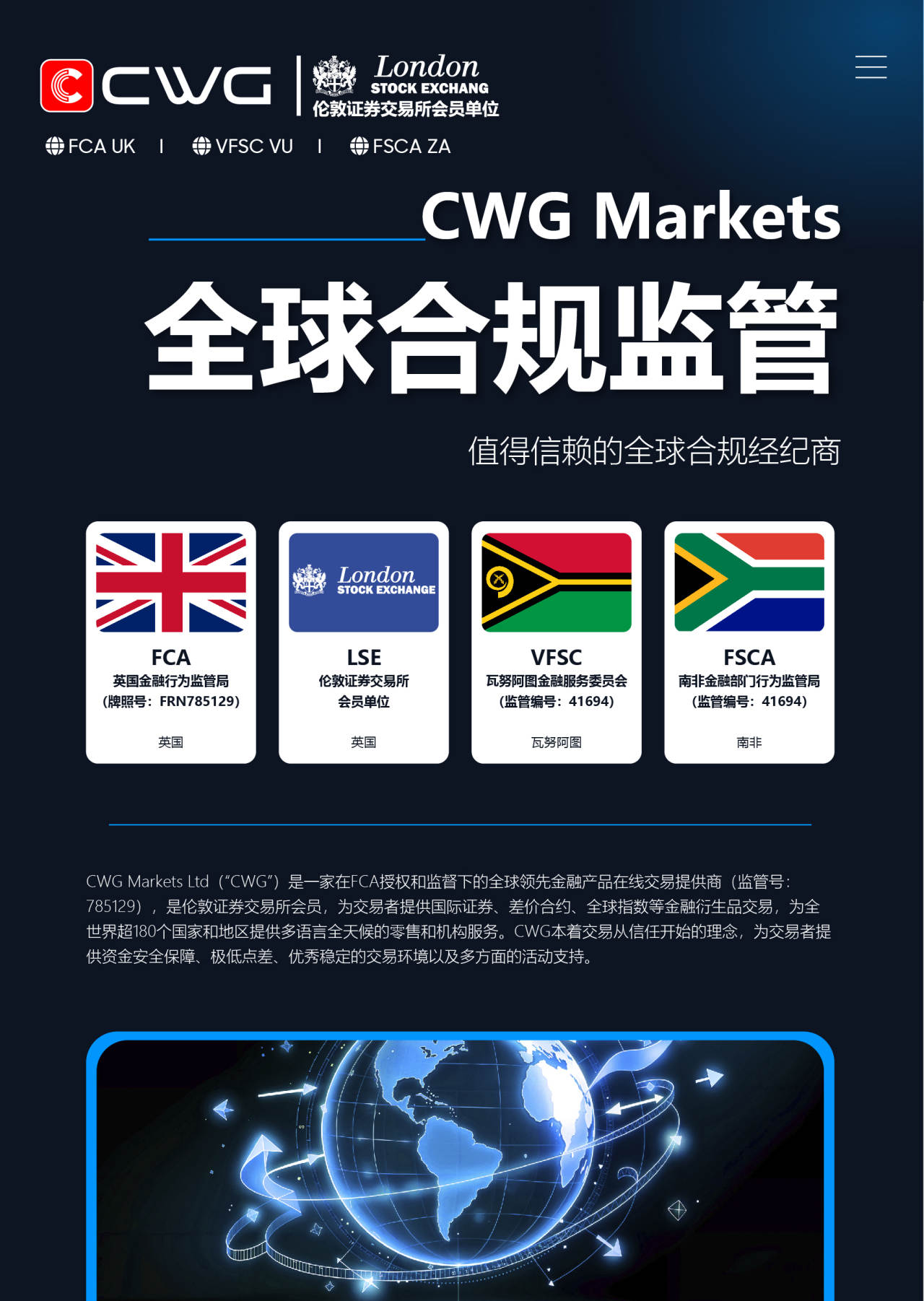 CWG Markets - 值得信赖的全球合规经纪商！