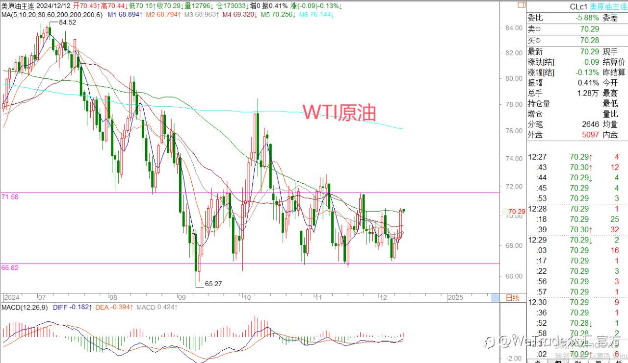 2024年12月12日|每日汇评-策略分析|王萍：原油黄金日内震荡偏多