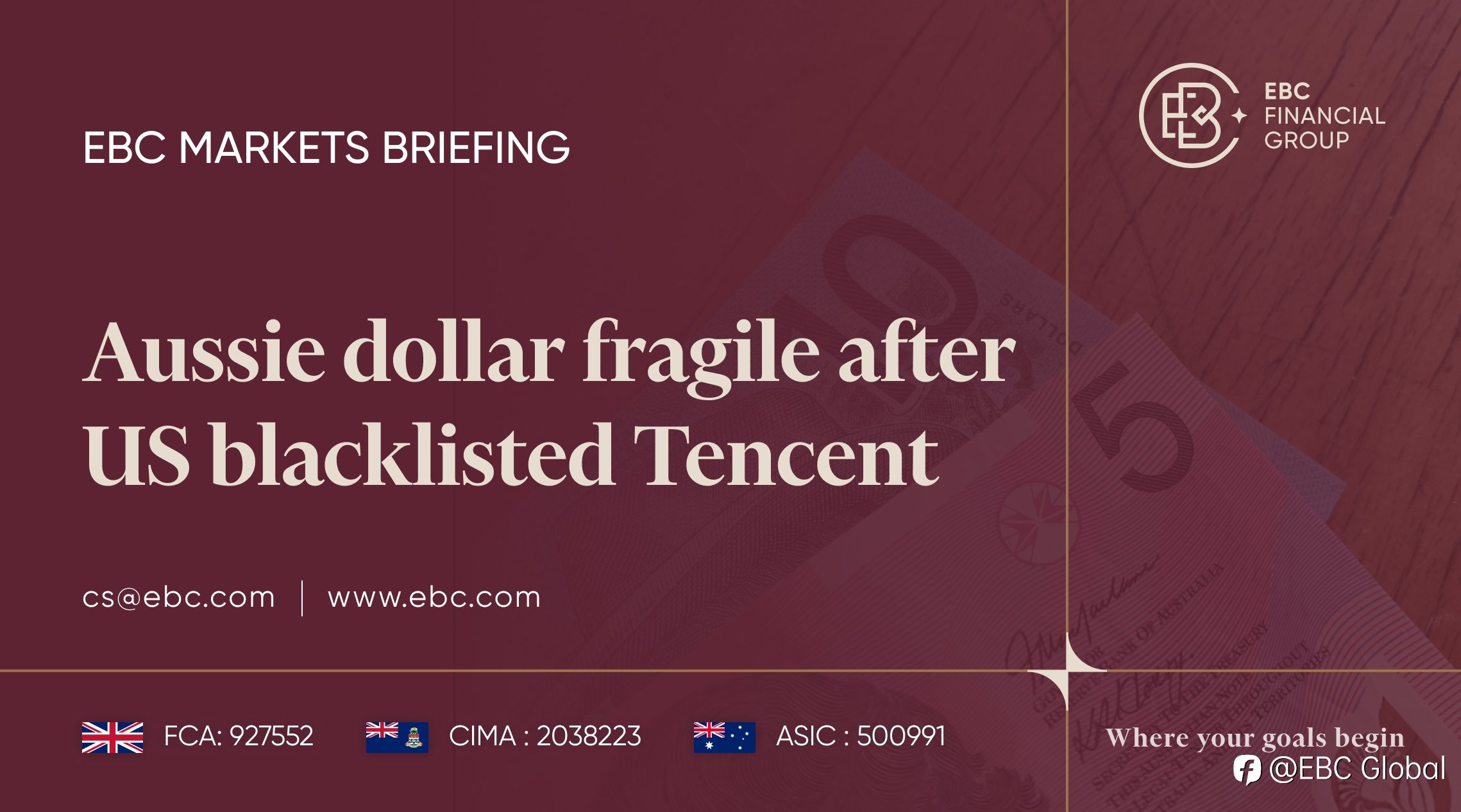 EBC Markets Briefing | Aussie dollar fragile after US blacklisted Tencent