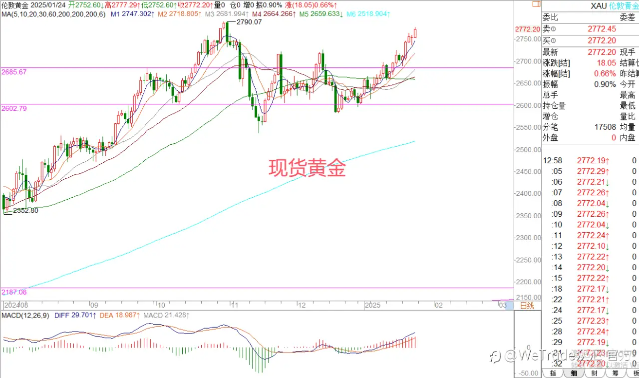 2025年1月24日|每日汇评-策略分析|王萍：黄金非美偏多运行