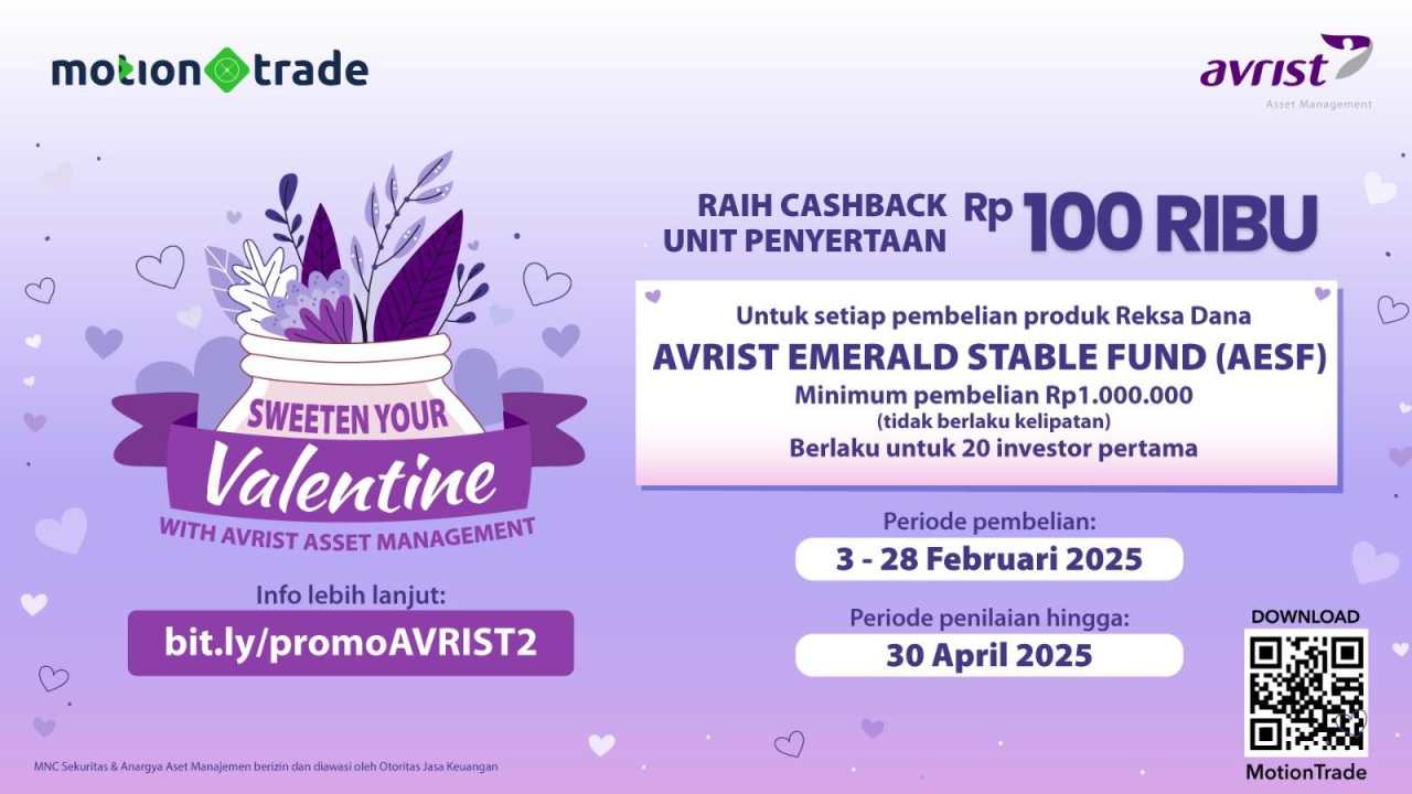 Promo Sweeten Your Valentine with Avrist Asset Management, Ada Cashback Rp100 Ribu di MotionTrade