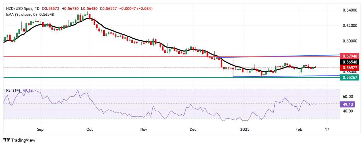 Prakiraan Harga NZD/USD: Tetap di Atas 0,5650, Resistance Muncul di EMA Sembilan Hari