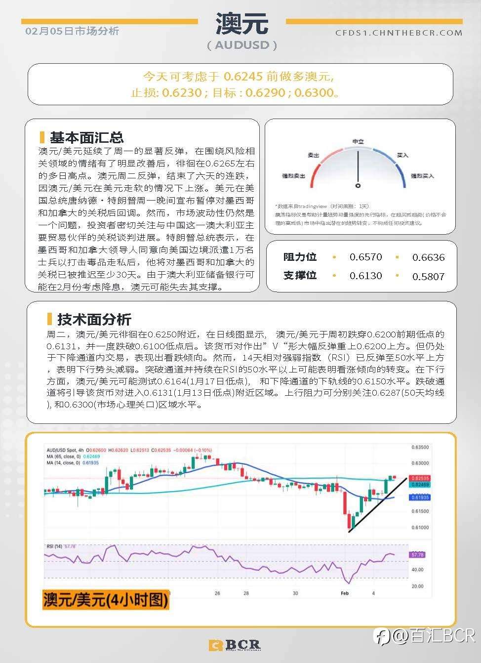BCR每日早评及分析-2025年2月5日