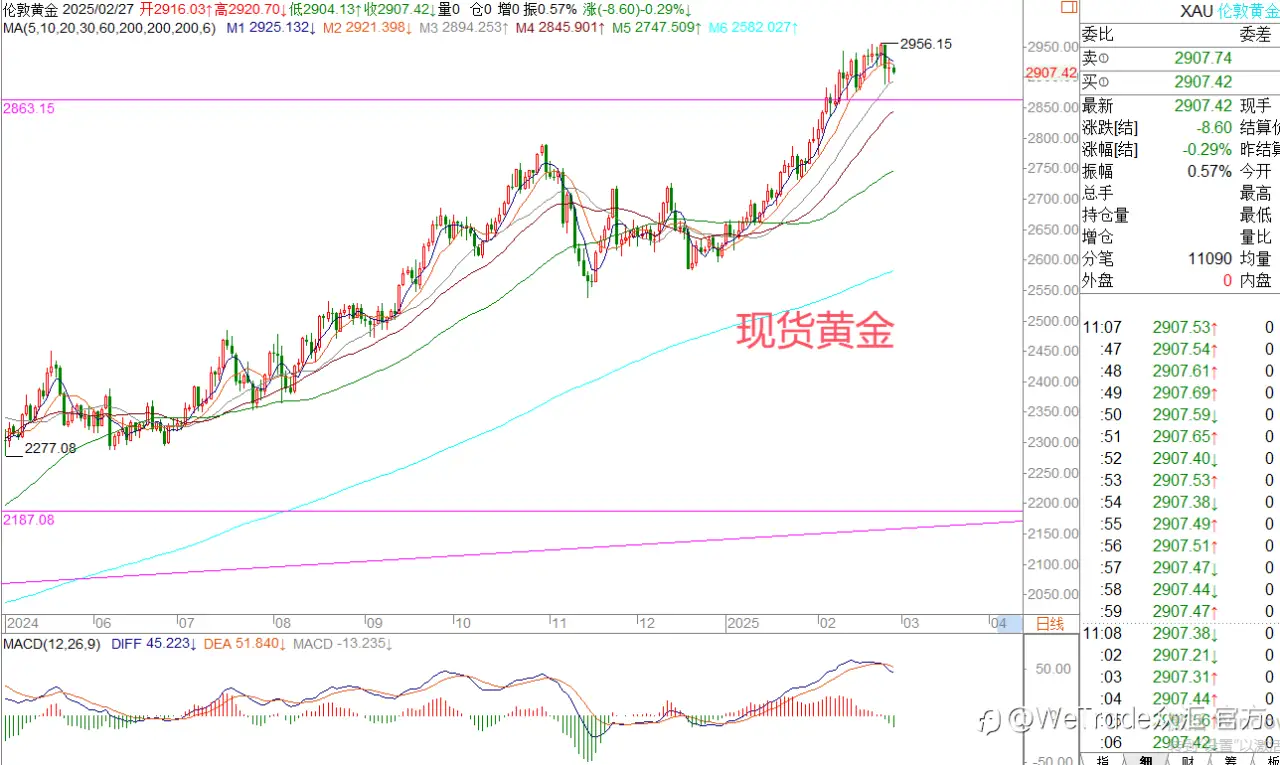 2025年2月27日|每日汇评-策略分析|王萍：黄金继续高位震荡