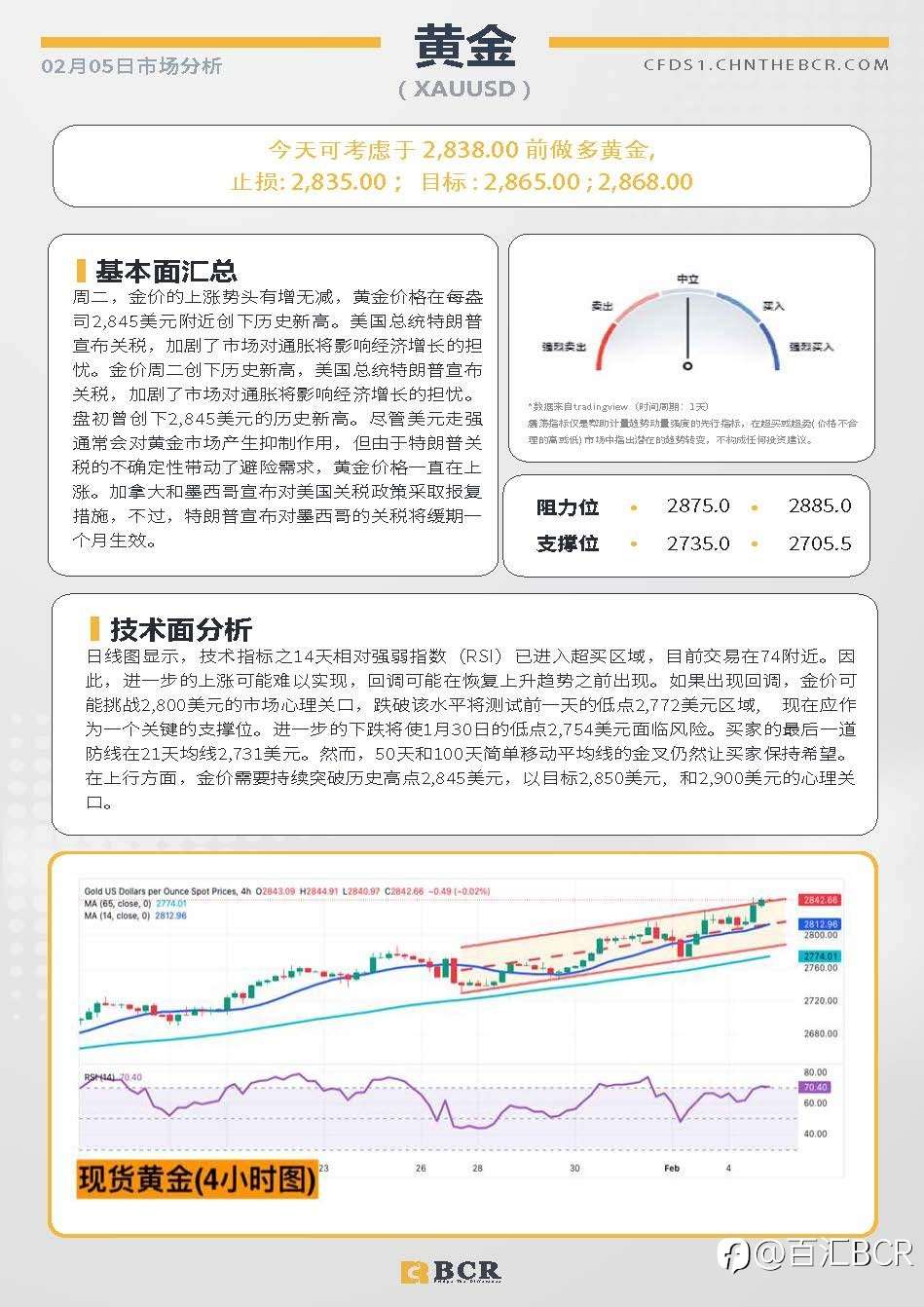 BCR每日早评及分析-2025年2月5日