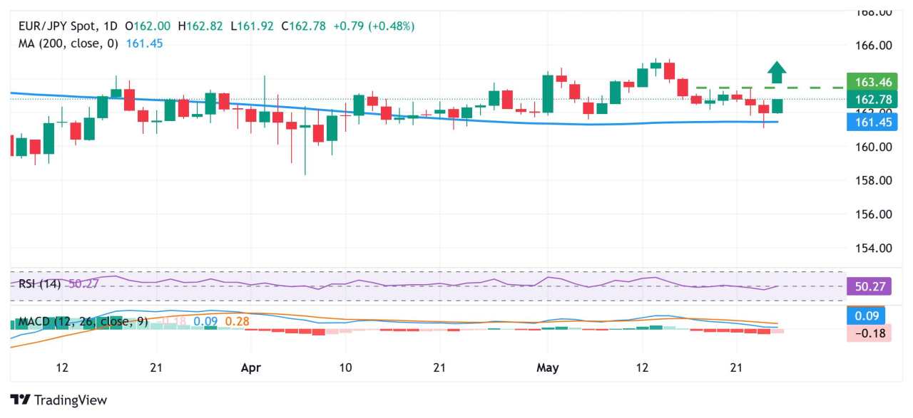 EUR/JPY Price Forecast: Climbs beyond mid-162.00s, bulls have the upper hand while above 200-day SMA