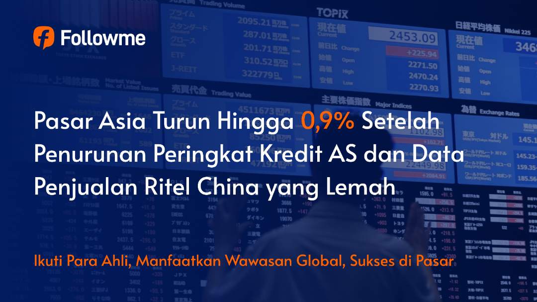 Pasar Asia Melemah karena Penurunan Peringkat Kredit AS dan Data China yang Campur Aduk Tekan Sentimen