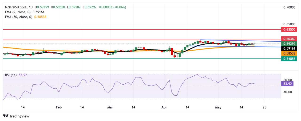 NZD/USD Price Forecast: Remains within a consolidation range of 0.5950/0.5900